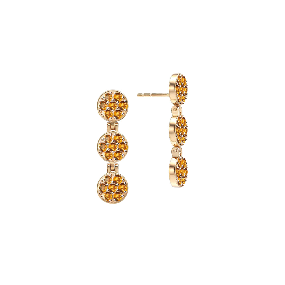 Rosecliff Citrine Drop Earrings in 14k Gold (November)