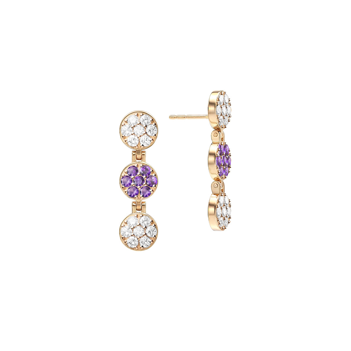 Rosecliff Diamond & Amethyst Drop Earrings in 14k Gold (February)