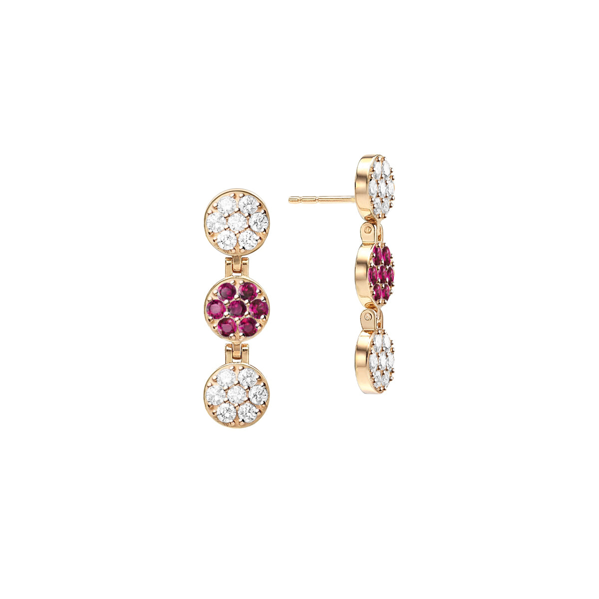 Rosecliff Diamond & Ruby Drop Earrings in 14k Gold (July)