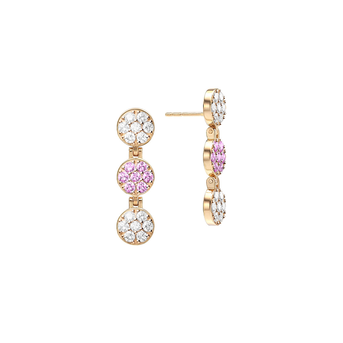 Rosecliff Diamond & Pink Sapphire Drop Earrings in 14k Gold (October)