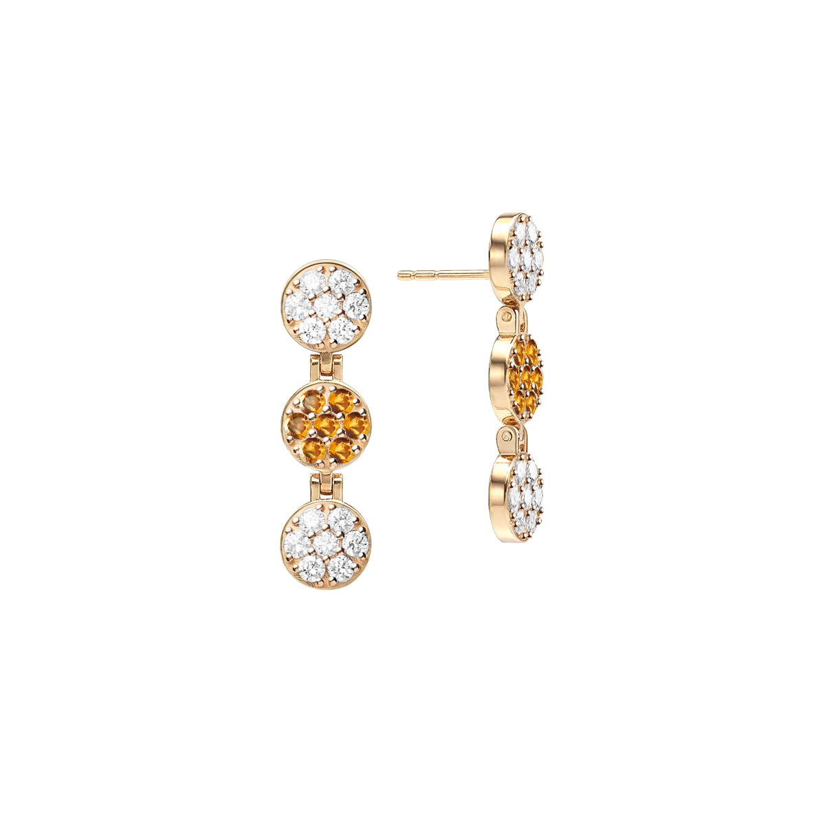 Rosecliff Diamond & Citrine Drop Earrings in 14k Gold (November)