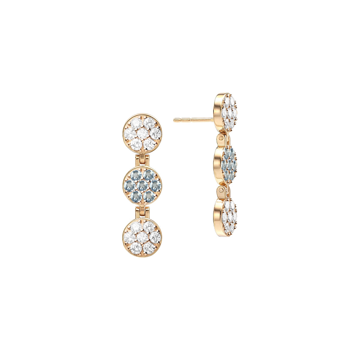 Rosecliff Diamond & Nantucket Blue Topaz Drop Earrings in 14k Gold (December)