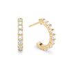 Rosecliff huggie earrings in 14k yellow gold each featuring nine 2mm faceted round cut prong set diamonds - front view