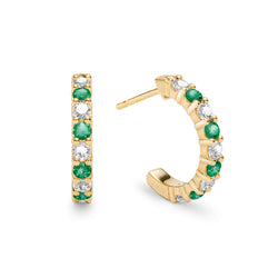 Rosecliff Diamond & Emerald Earrings in 14k Gold (May)