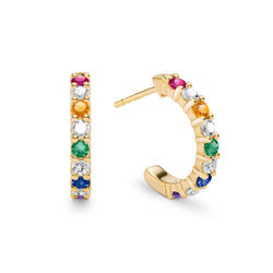 Rainbow Rosecliff Earrings with Diamonds in 14k Gold