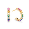 Rosecliff huggie earrings in 14k gold featuring alternating rubies, citrines, emeralds, sapphires and amethysts