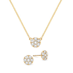 Rosecliff White Topaz Mini Necklace and Stud Earrings Set in 14k Gold (April)