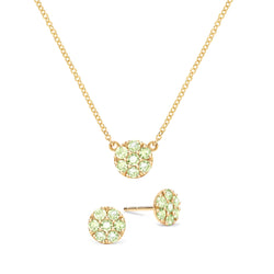 Rosecliff Peridot Mini Necklace and Stud Earrings Set in 14k Gold (August)