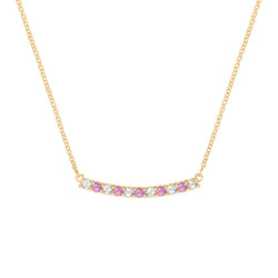 Rosecliff Diamond & Pink Sapphire Bar Necklace in 14k Gold (October)
