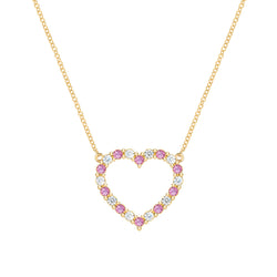 Rosecliff Heart Diamond & Pink Sapphire Necklace in 14k Gold (October)