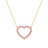 Rosecliff Heart Necklace featuring twenty faceted round cut pink sapphires prong set in 14k yellow Gold - front view