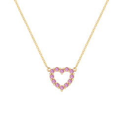 Rosecliff Small Heart Pink Sapphire Necklace in 14k Gold (October)