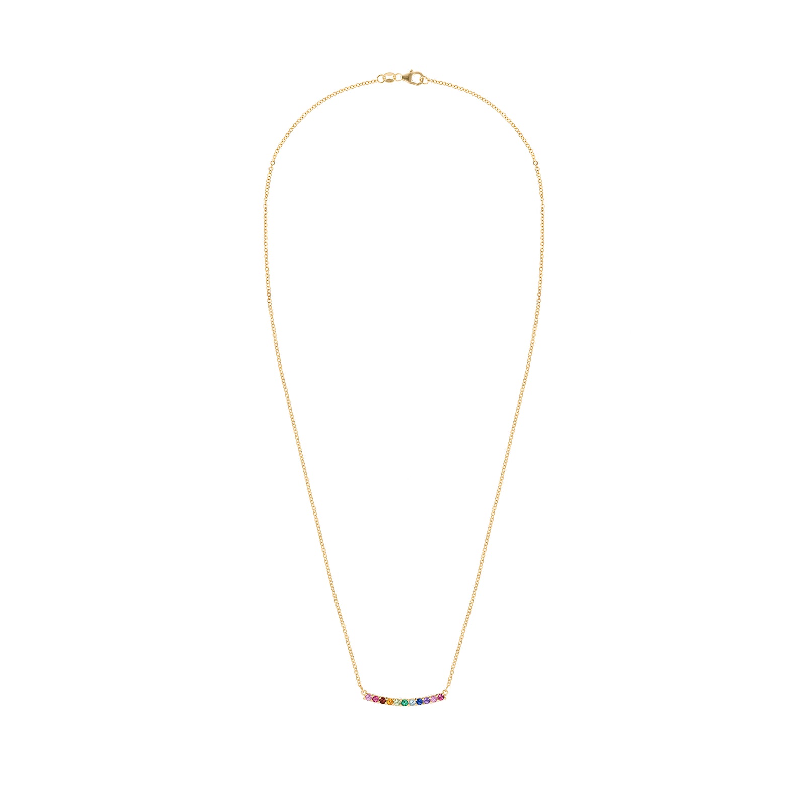 Rainbow Rosecliff Bar Necklace in 14k Gold