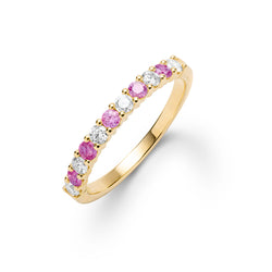 Rosecliff Diamond & Pink Sapphire Stackable Ring in 14k Gold (October)