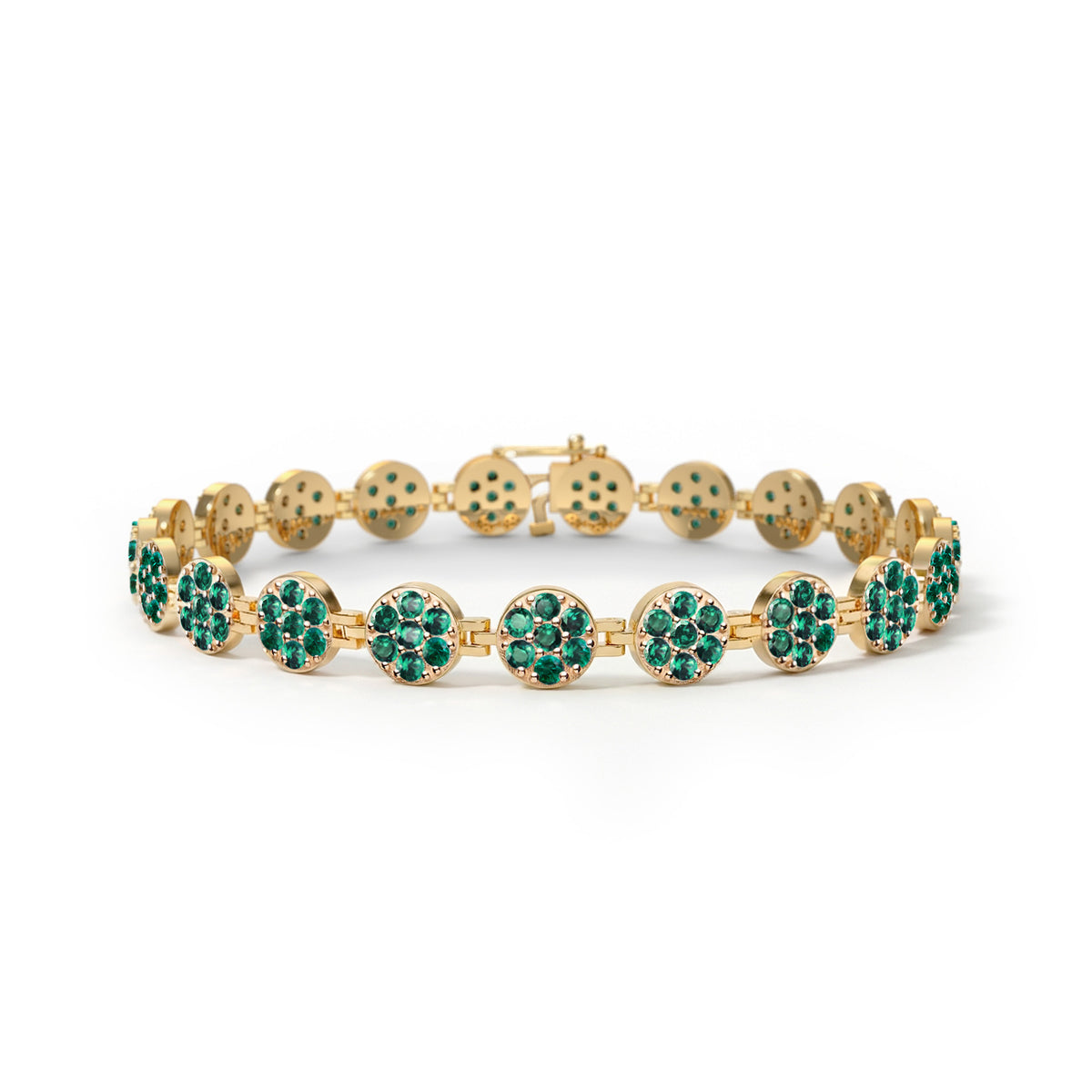 Rosecliff Tennis Emerald Bracelet in 14k Gold (May)