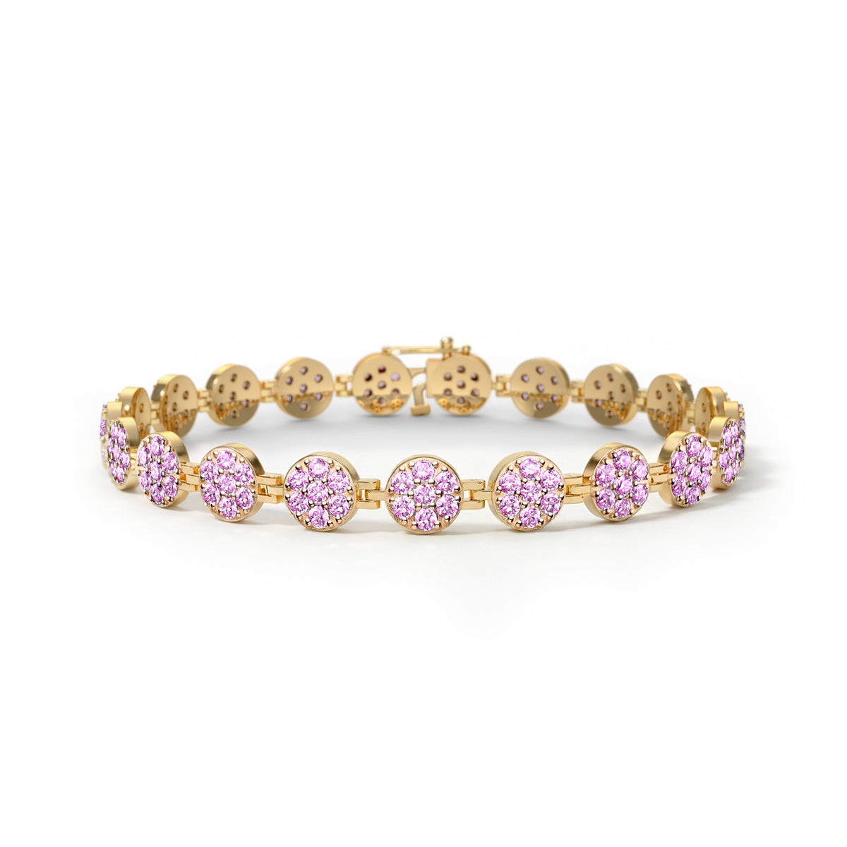 Rosecliff Tennis Pink Sapphire Bracelet in 14k Gold (October)