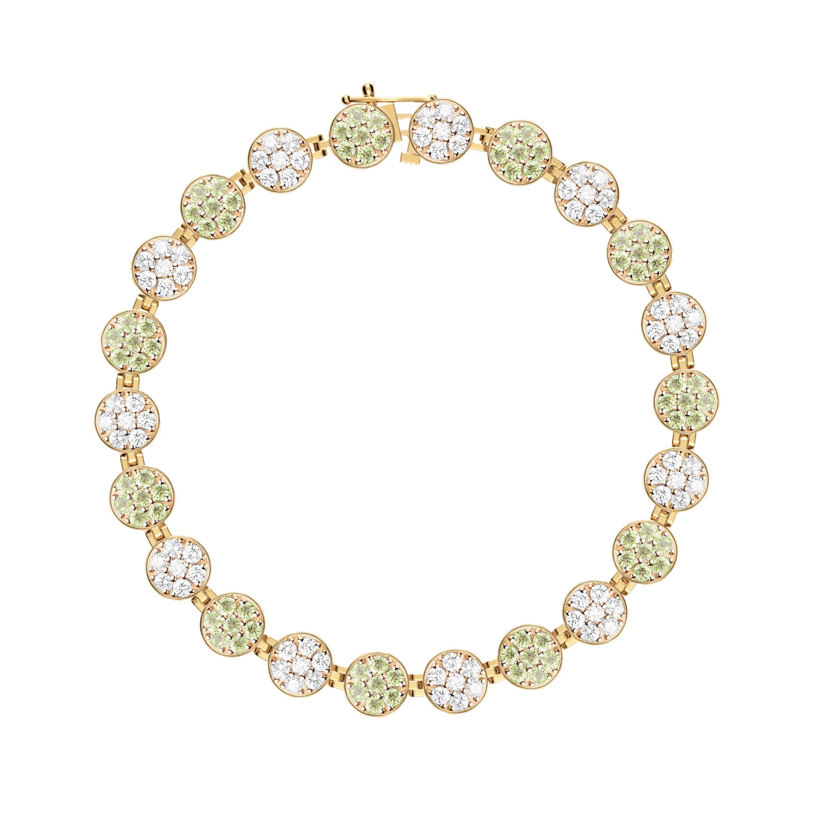 Rosecliff Tennis Diamond & Peridot Bracelet in 14k Gold (August)