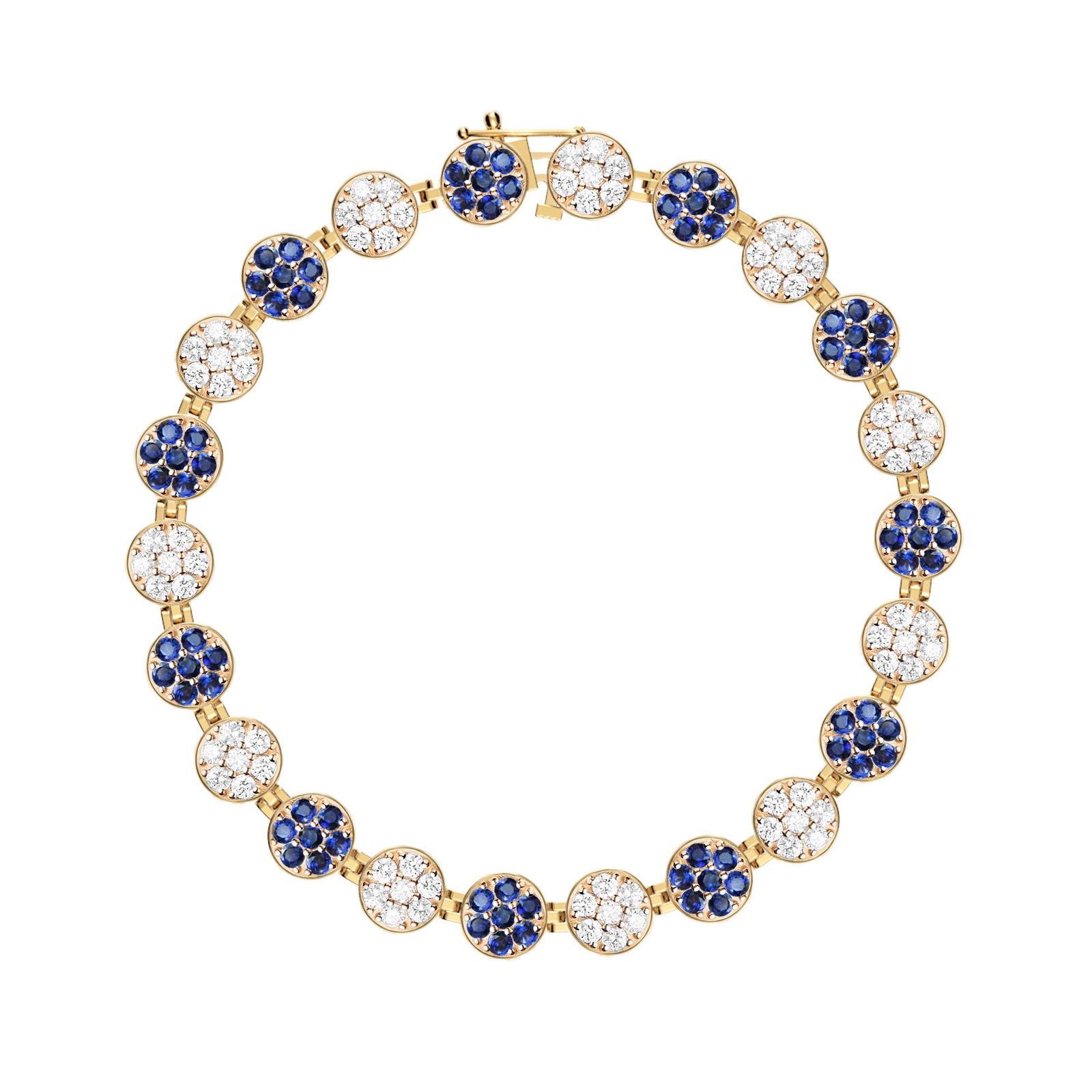 Rosecliff Tennis Diamond & Sapphire Bracelet in 14k Gold (September)
