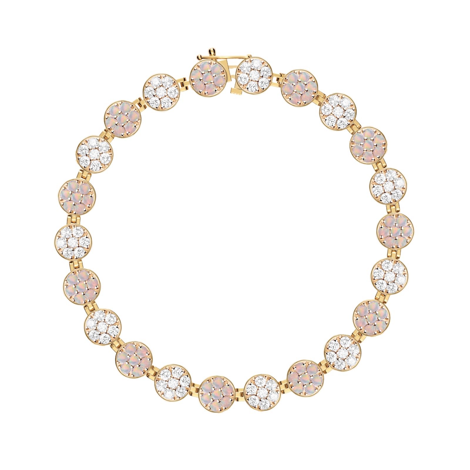 Rosecliff Tennis Diamond & Opal Bracelet in 14k Gold (October)