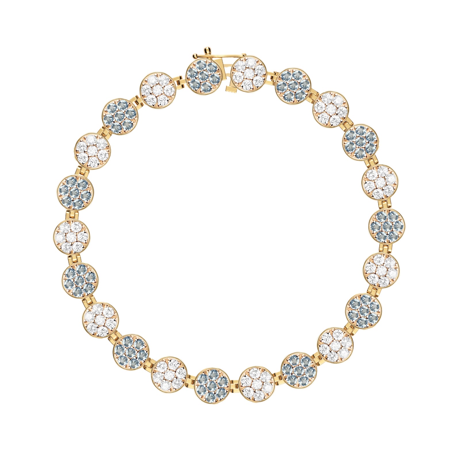 Rosecliff Tennis Diamond & Nantucket Blue Topaz Bracelet in 14k Gold (December)