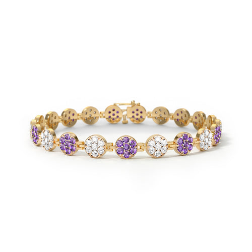 Rosecliff Tennis Diamond & Amethyst Bracelet in 14k Gold (February)