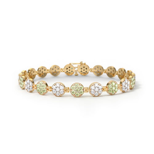 Rosecliff Tennis Diamond & Peridot Bracelet in 14k Gold (August)