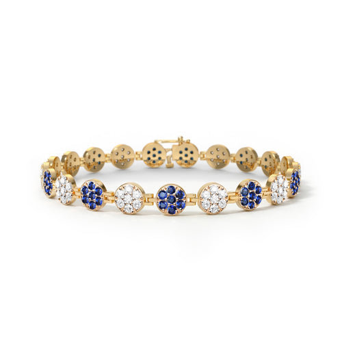 Rosecliff Tennis Diamond & Sapphire Bracelet in 14k Gold (September)