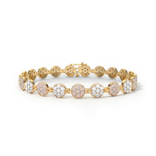 Rosecliff Tennis Diamond & Opal Bracelet in 14k Gold (October)