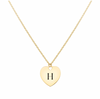 Engravable Flat Heart Pendant on a 1.17mm cable chain in 14k yellow gold. The heart pendant has the letter H in the middle.