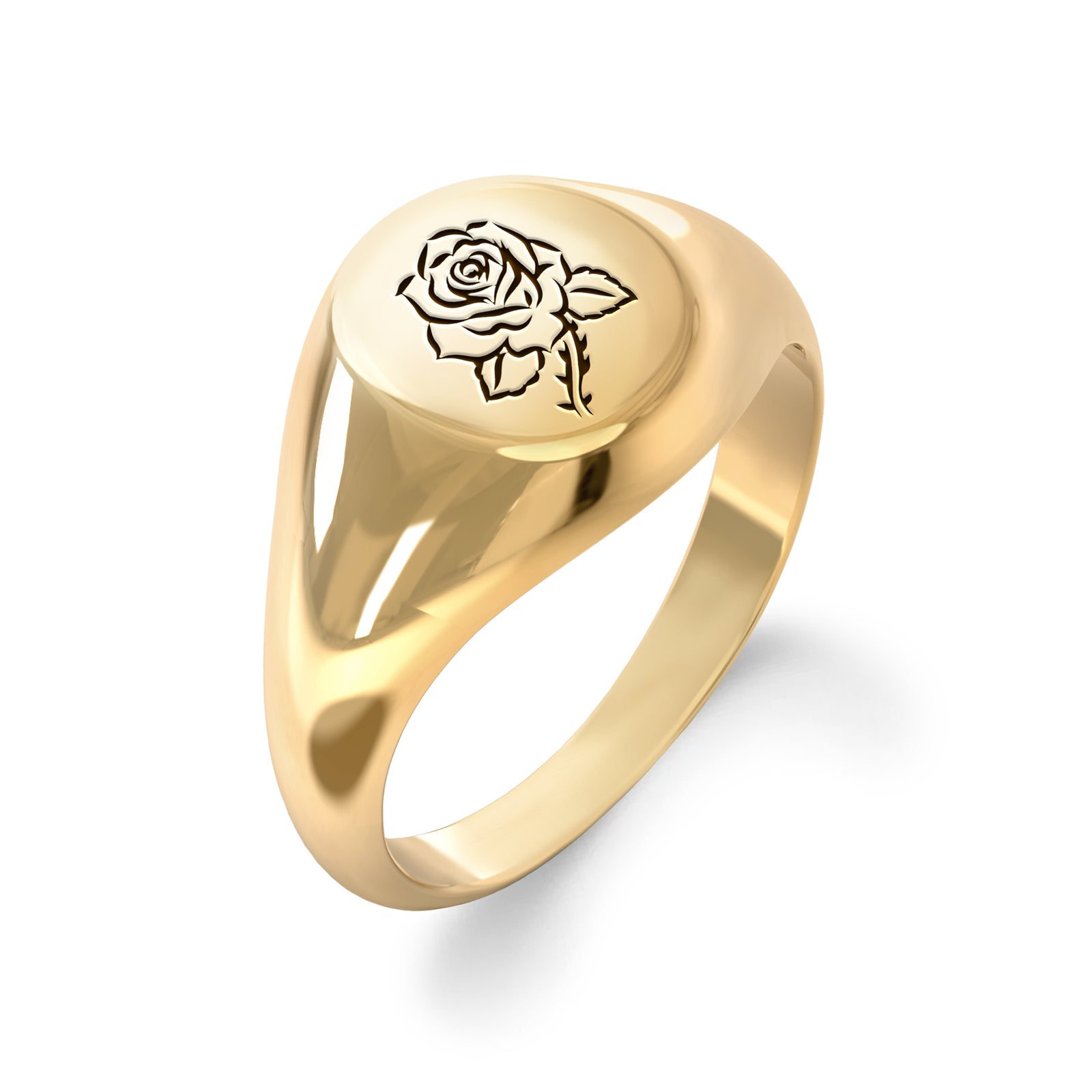 Signet Birth Flower Ring in 14k Gold