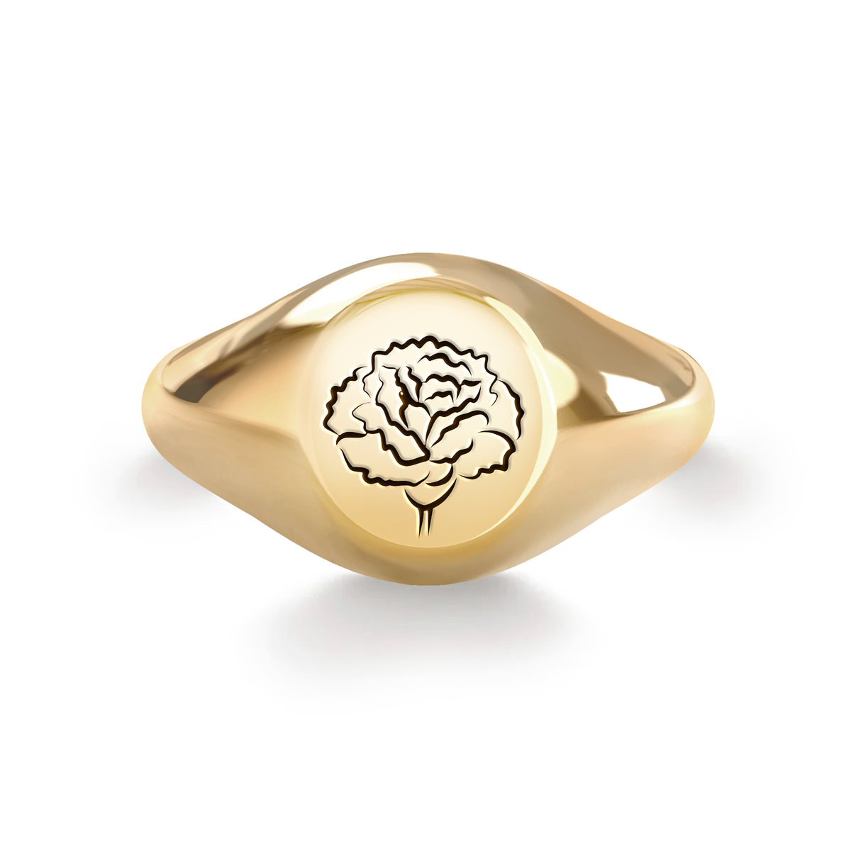 Signet Birth Flower Ring in 14k Gold