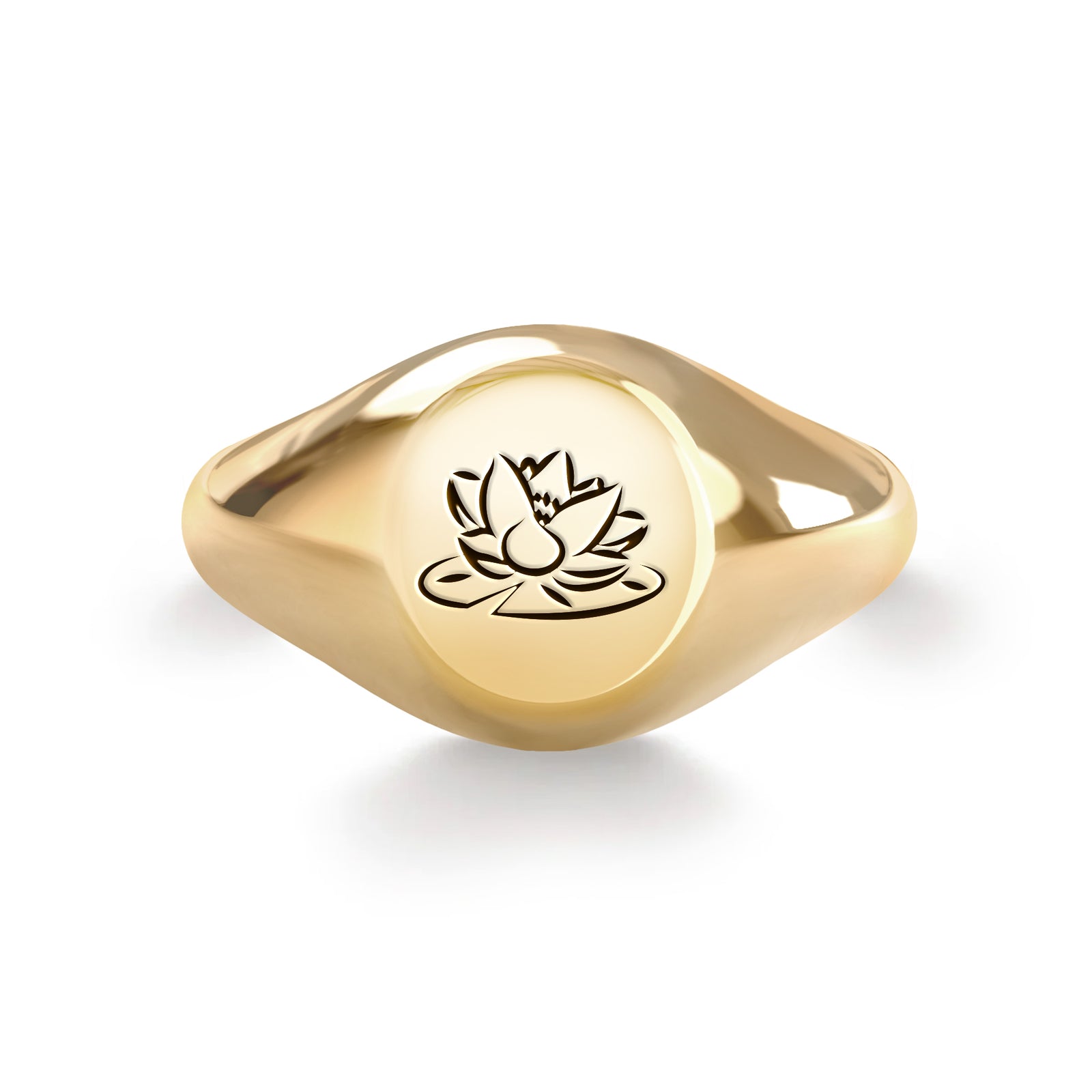 Signet Birth Flower Ring in 14k Gold