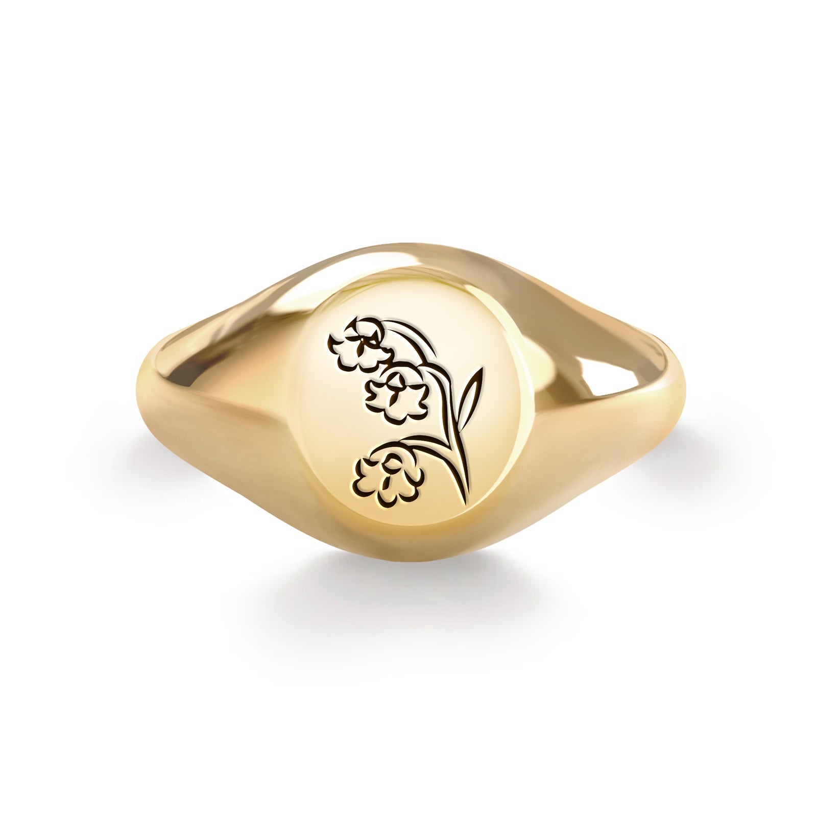 Signet Birth Flower Ring in 14k Gold