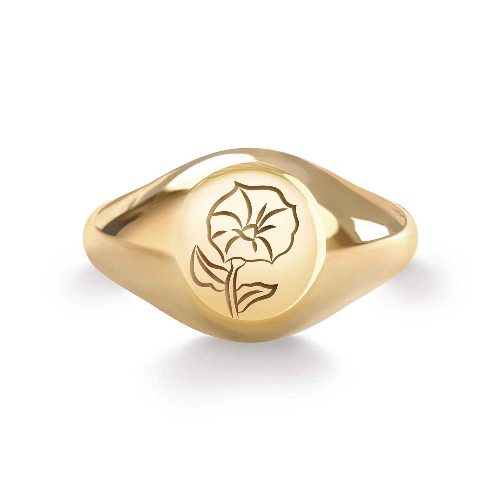 Signet Flower Ring in 14k Gold