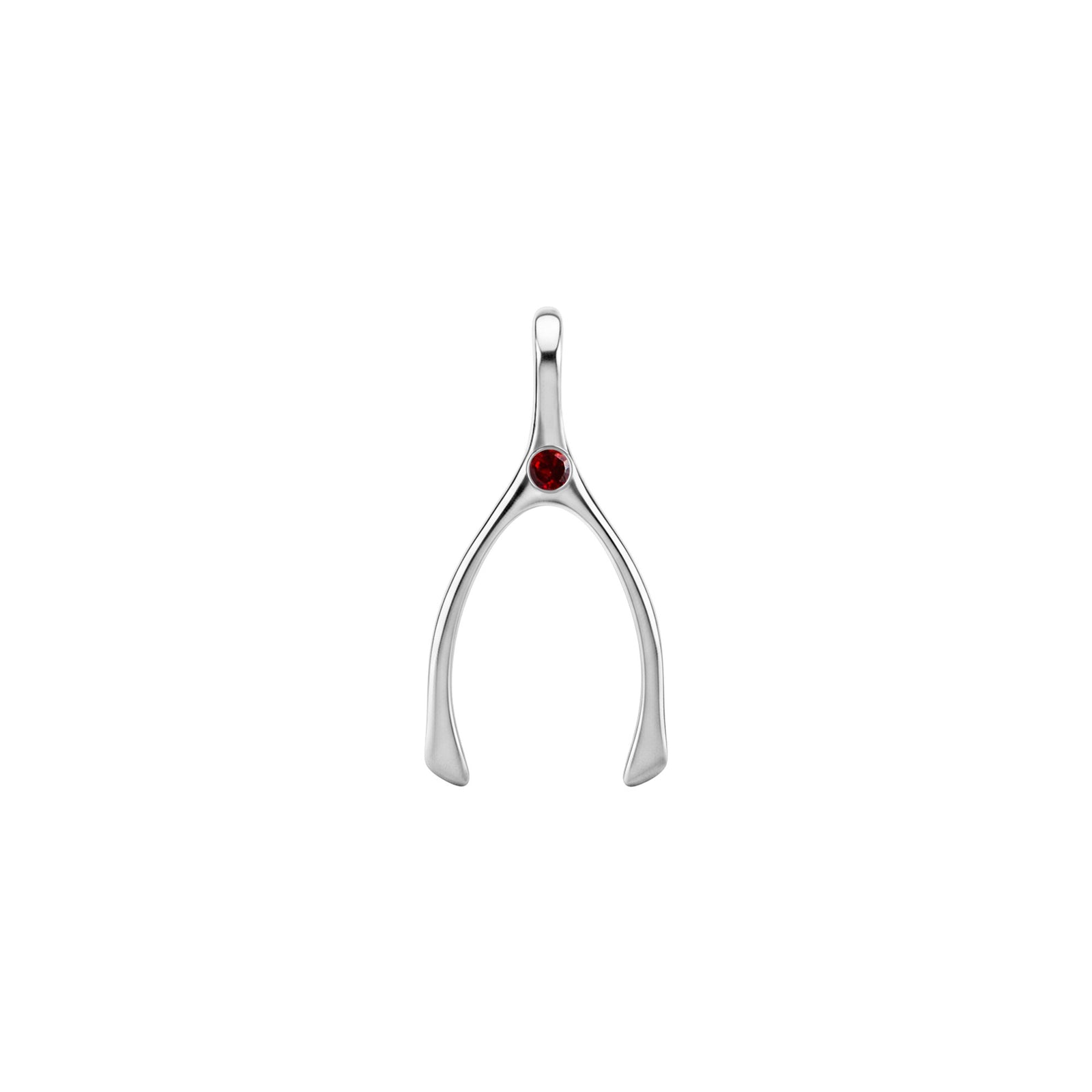 Small Garnet Wishbone Pendant in Solid 14k Gold (January)