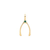 Small Emerald Wishbone Pendant in Solid 14k Gold (May)