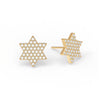 Diamond Star of David Stud Earrings in Solid 14k Gold