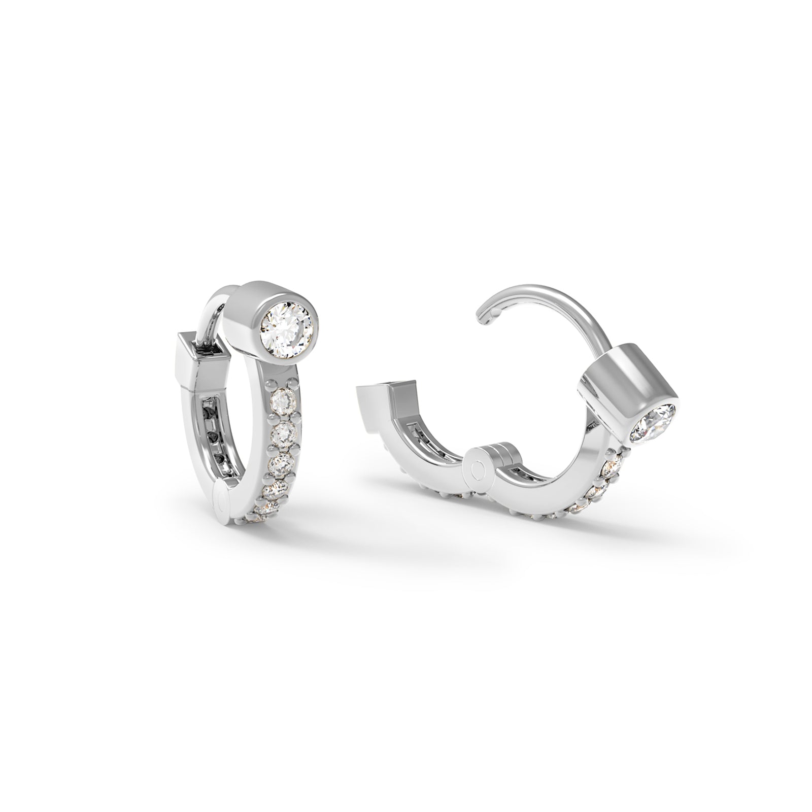 Tiny Diamond Huggie Hoops in 14k Gold (April)
