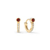 Tiny Garnet Huggie Hoops with Diamonds in 14k Gold (January)