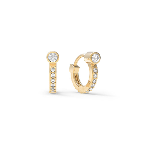 Tiny Diamond Huggie Hoops in 14k Gold (April)