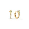 Tiny Peridot Huggie Hoops with Diamonds in 14k Gold (August)