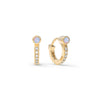 Tiny Opal Huggie Hoops with Diamonds in 14k Gold (October)