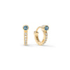Tiny Nantucket Blue Topaz Huggie Hoops with Diamonds in 14k Gold (December)