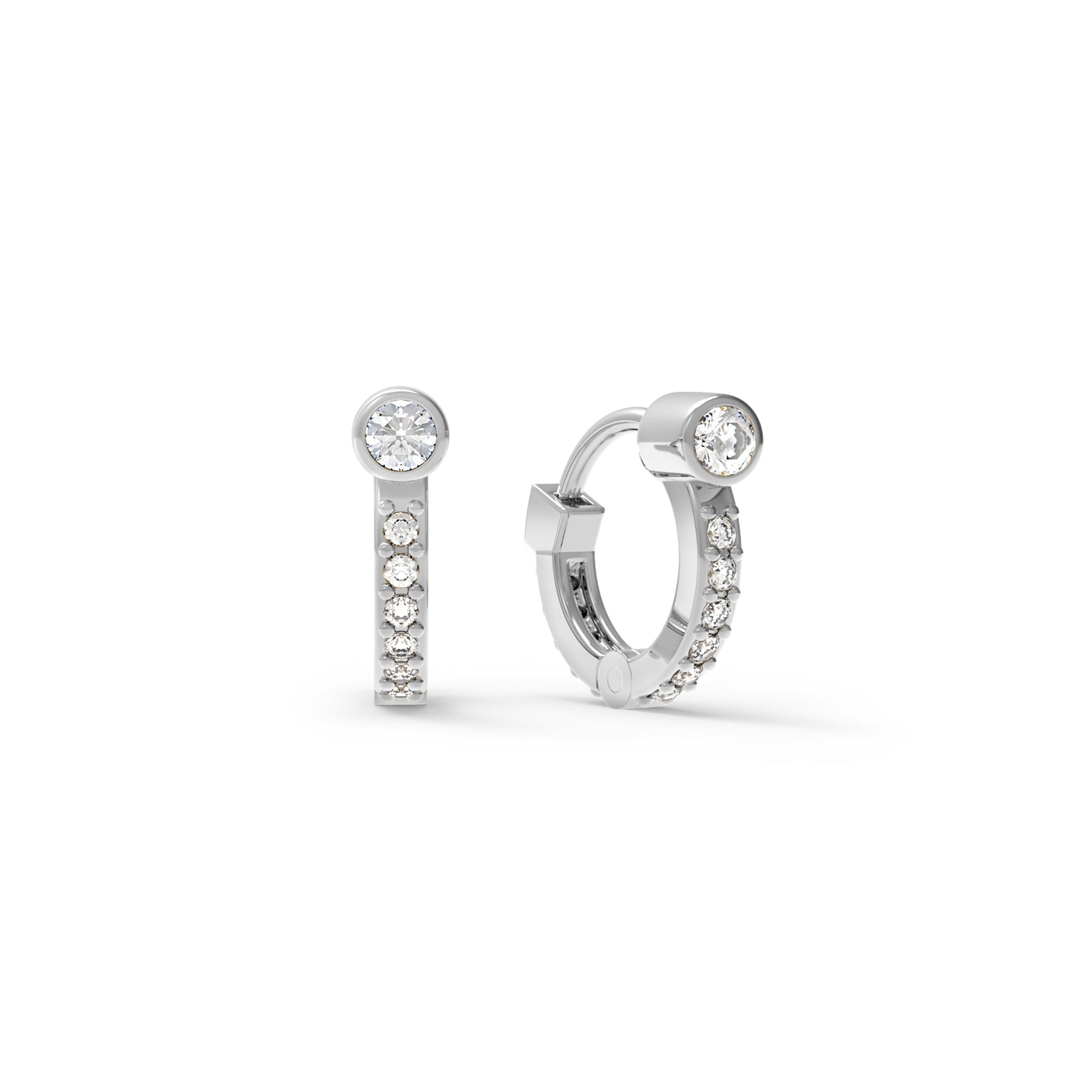 Tiny Diamond Huggie Hoops in 14k Gold (April)
