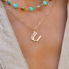 Essex Letter U Pendant in 14k Gold