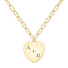 14k yellow gold adelaide necklace with a 23 x 24.5 mm large flat heart pendant engraved with 