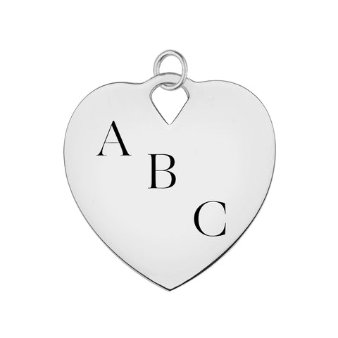 Engravable Large Flat Heart Pendant in 14k Gold - White Gold