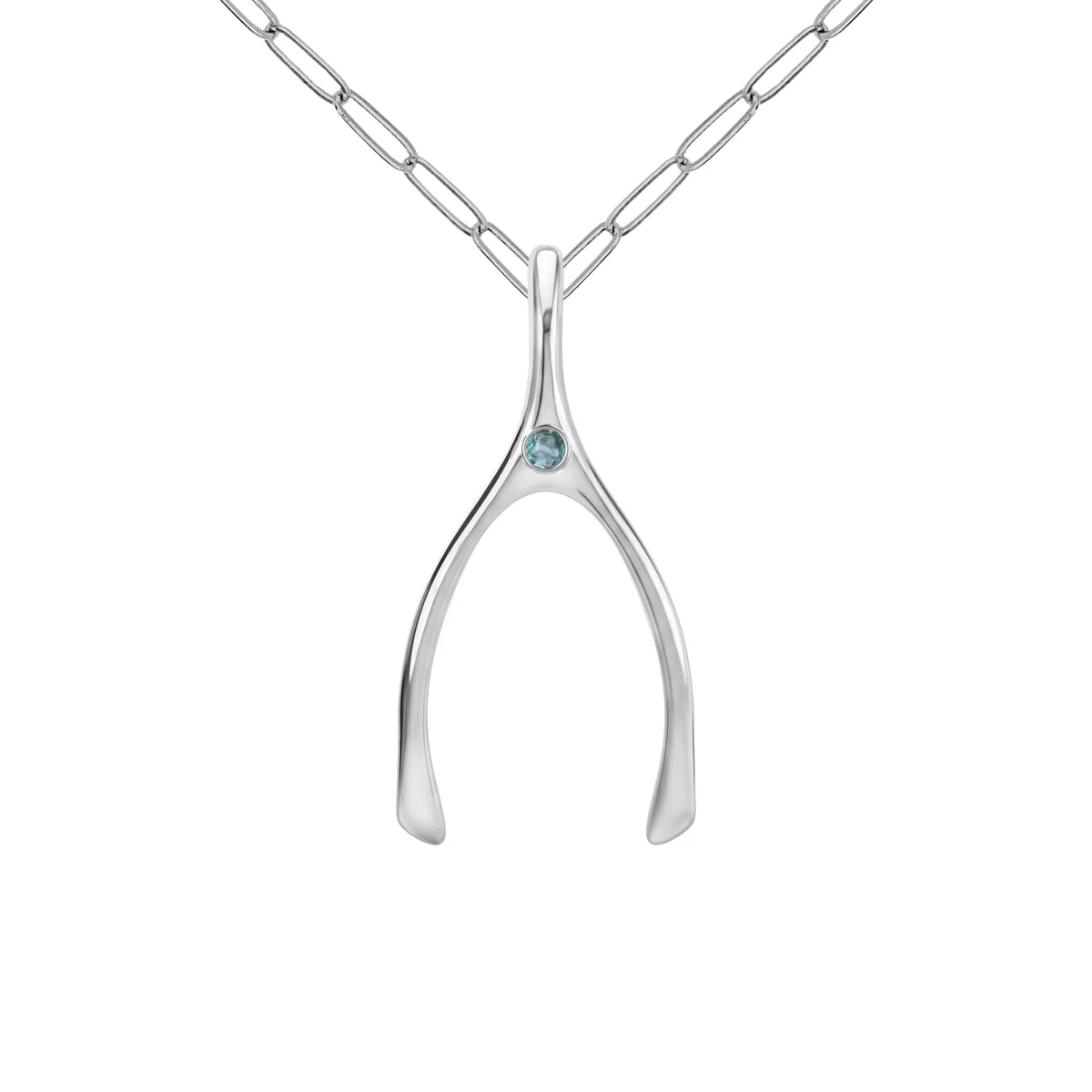 Large Alexandrite Wishbone Pendant in Solid 14k Gold (June)