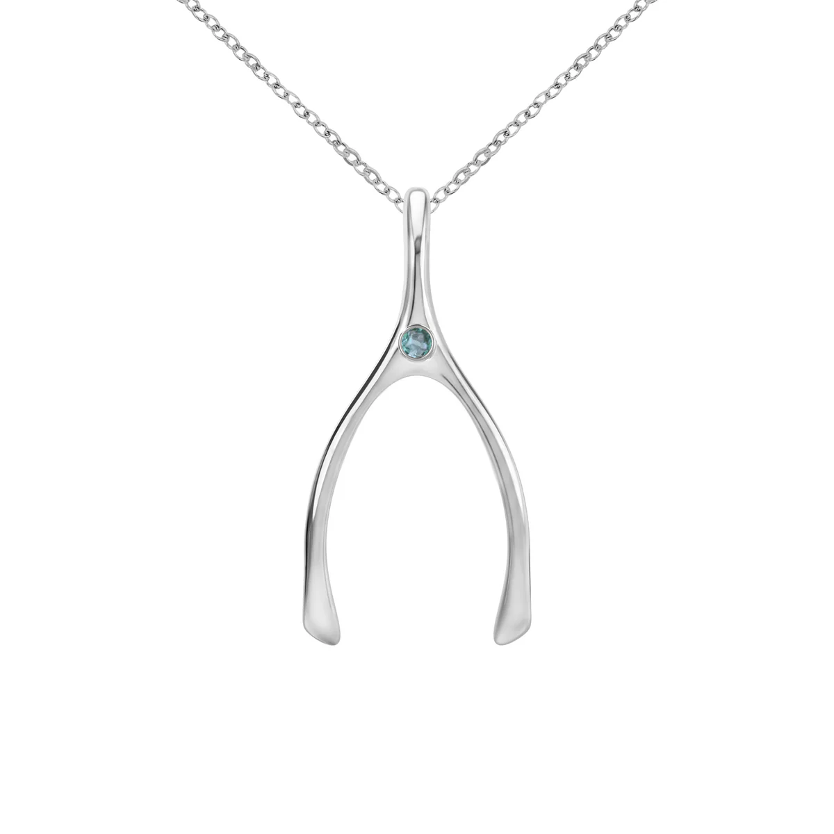 Large Alexandrite Wishbone Pendant in Solid 14k Gold (June)