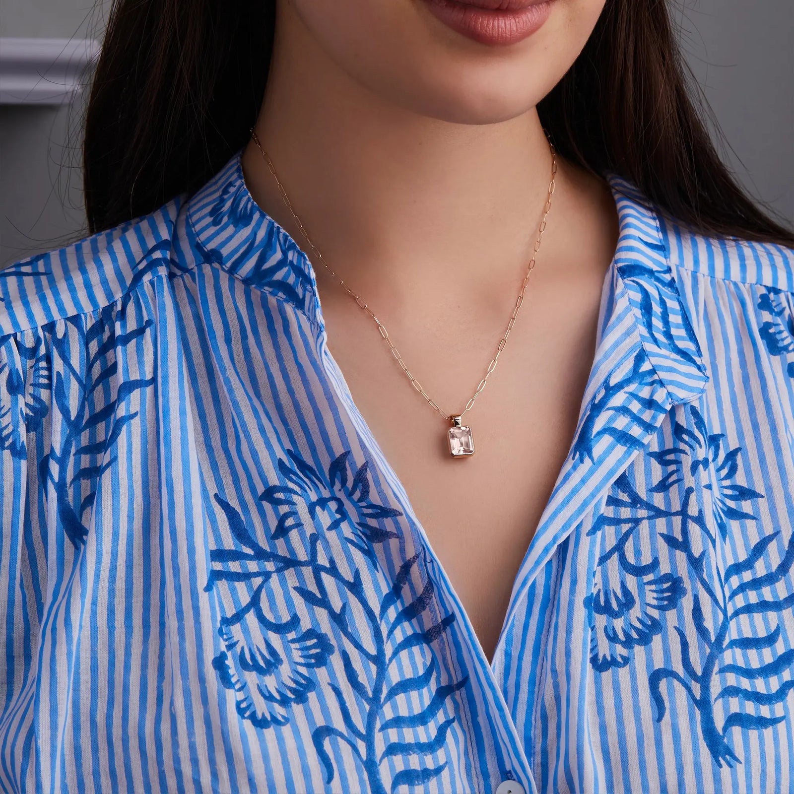 Warren Blush Sapphire Pendant in 14k Gold (October)